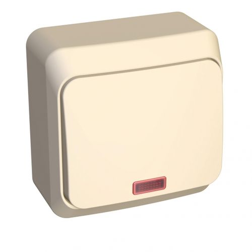 BA10-005K | ЭТЮД О/У 1-клавишный ВЫКЛЮЧАТЕЛЬ с подсветкой 10 АХ, КРЕМОВЫЙ, Россия Systeme Electric
