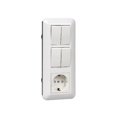 BK2VR-008B-BI | BLANCA С/У БЛОК: РОЗЕТКА с зазем.+ ВЫКЛ.2-клав.+ ВЫКЛ 2-клав, БЕЛЫЙ,розн.уп.Рос Systeme Electric
