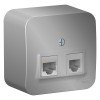BLNIA045113 | BLANCA О/У РОЗЕТКА двойная: комп.RJ45, кат.5E + телеф. RJ11, ИЗОЛ.ПЛ.,АЛЮМИНИЙ Systeme Electric