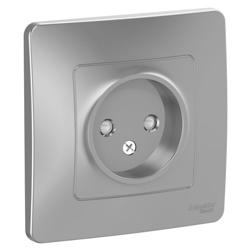 BLNRS000113 | BLANCA С/У РОЗЕТКА без заземления со шторками, 16А, 250В, АЛЮМИНИЙ Systeme Electric
