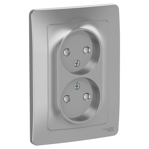 BLNRS000123 | BLANCA С/У РОЗЕТКА двойная без заземления со шторк., 16А, 250В, АЛЮМИНИЙ Systeme Electric
