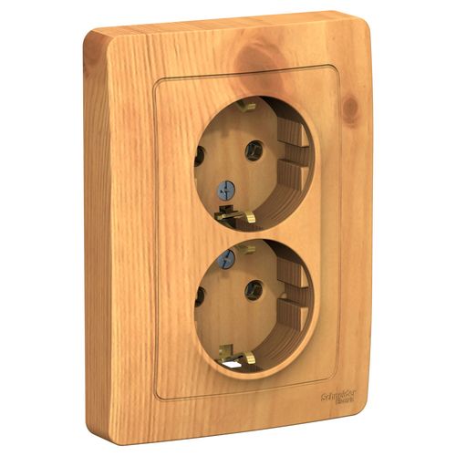 BLNRS001025 | BLANCA С/У РОЗЕТКА двойная с заземлением без шторок, 16А, 250В, ЯСЕНЬ Systeme Electric
