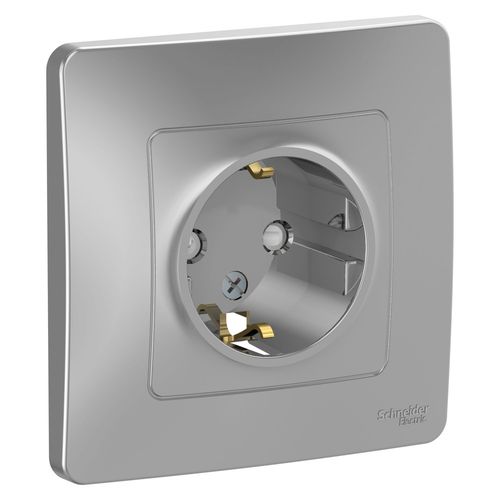 BLNRS001113 | BLANCA С/У РОЗЕТКА с заземлением со шторками, 16А, 250В, АЛЮМИНИЙ Systeme Electric

