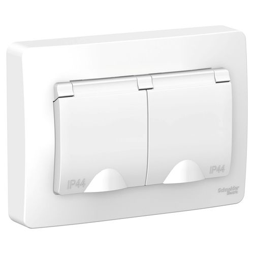 BLNRS441121 | BLANCA С/У IP44 РОЗЕТКА двойная с заземл. со шторк.,с крышками, 16А, 250В, БЕЛЫЙ Systeme Electric
