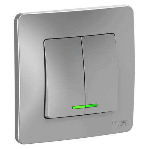 BLNVS010513 | BLANCA С/У 2-клавишный ВЫКЛЮЧАТЕЛЬ (сх.5) с подсв., 10А, 250В, АЛЮМИНИЙ Systeme Electric
