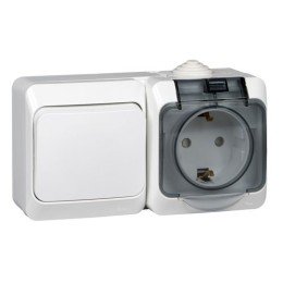 BPA16-241B | ЭТЮД IР44 О/У БЛОК: РОЗ. з/к со шт. 16А 250В, ВЫКЛ.1-клав.10А, БЕЛЫЙ, Россия Systeme Electric
