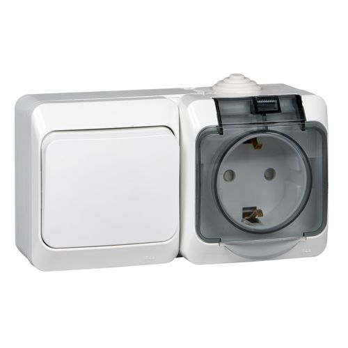 BPA16-241B | ЭТЮД IР44 О/У БЛОК: РОЗ. з/к со шт. 16А 250В, ВЫКЛ.1-клав.10А, БЕЛЫЙ, Россия Systeme Electric
