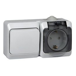 BPA16-241C | ЭТЮД IР44 О/У БЛОК: РОЗ. з/к со шт. 16А 250В, ВЫКЛ.1-клав.10А, СЕРЫЙ, Россия Systeme Electric
