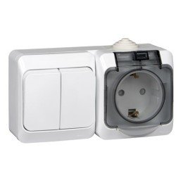 BPA16-242B | ЭТЮД IР44 О/У БЛОК: РОЗ. з/к со шт. 16А 250В, ВЫКЛ.2-клав.10А, БЕЛЫЙ, Россия Systeme Electric
