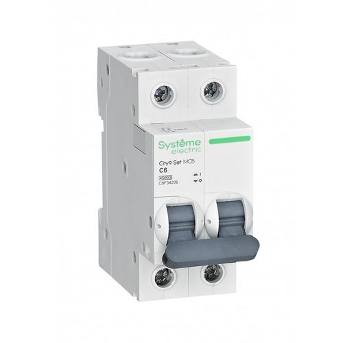 C9F34206 | City9 Set Автоматический выключатель (АВ) С 6А 2P 4.5kA 230В Systeme Electric
