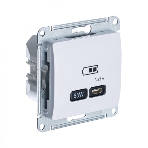 GSL000127 | GLOSSA USB РОЗЕТКА тип-С, 65W, высокоскорост.зарядка QC, PD, механизм, БЕЛЫЙ Systeme Electric
