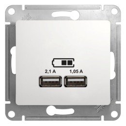 GSL000133 | GLOSSA USB РОЗЕТКА A+A, 5В/2,1 А, 2х5В/1,05 А, механизм, БЕЛЫЙ Systeme Electric