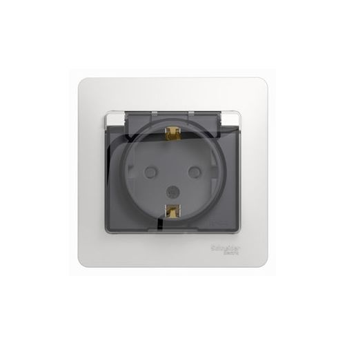 GSL000148 | GLOSSA РОЗЕТКА с заземлением со шторками с крышкой, 16А, IP44, в сборе, БЕЛЫЙ Systeme Electric
