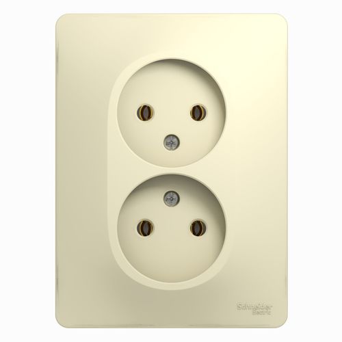 GSL000220 | GLOSSA РОЗЕТКА двойная без заземления,16А, в сборе, БЕЖЕВЫЙ Systeme Electric
