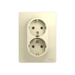 GSL000224 | GLOSSA РОЗЕТКА двойная с заземлением, 16А, в сборе, БЕЖЕВЫЙ Systeme Electric
