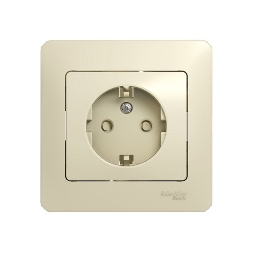 GSL000244 | GLOSSA РОЗЕТКА с заземлением со шторками, 16А, в сборе, БЕЖЕВЫЙ Systeme Electric
