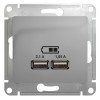 GSL000333 | GLOSSA USB РОЗЕТКА A+A, 5В/2,1 А, 2х5В/1,05 А, механизм, АЛЮМИНИЙ Systeme Electric
