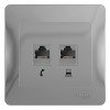 GSL000385 | GLOSSA РОЗЕТКА двойная RJ11+RJ45, кат.5Е, механизм, АЛЮМИНИЙ Systeme Electric
