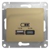 GSL000439 | GLOSSA USB РОЗЕТКА А+С, 5В/2,4А, 2х5В/1,2 А, механизм, ТИТАН Systeme Electric