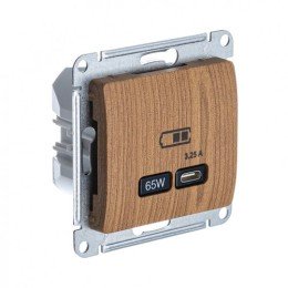 GSL000527 | GLOSSA USB РОЗЕТКА тип-C 65Вт высокоскор.заряд. QC, PD, механизм, ДЕРЕВО ДУБ Systeme Electric

