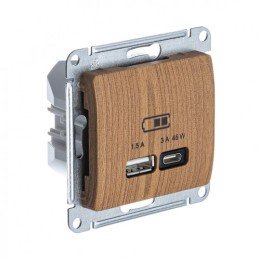 GSL000529 | GLOSSA USB РОЗЕТКА А + тип-С 45Вт высокоскор.заряд. QC, PD, механизм, ДЕРЕВО ДУБ Systeme Electric
