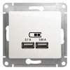 GSL000633 | GLOSSA USB РОЗЕТКА A+A, 5В/2,1 А, 2х5В/1,05 А, механизм, ПЕРЛАМУТР Systeme Electric
