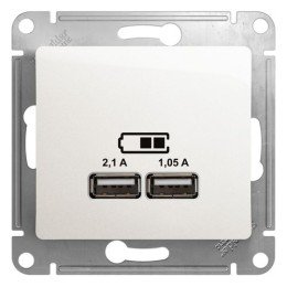 GSL000633 | GLOSSA USB РОЗЕТКА A+A, 5В/2,1 А, 2х5В/1,05 А, механизм, ПЕРЛАМУТР Systeme Electric
