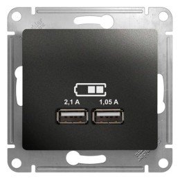 GSL000733 | GLOSSA USB РОЗЕТКА А+А,5В/2,1 А, 2х5В/1,05 А, механизм, АНТРАЦИТ Systeme Electric
