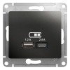 GSL000739 | GLOSSA USB РОЗЕТКА А+С, 5В/2,4А, 2х5В/1,2 А, механизм, АНТРАЦИТ Systeme Electric
