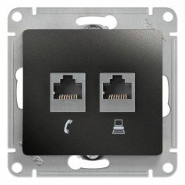 GSL000785 | GLOSSA РОЗЕТКА двойная RJ11+RJ45, кат.5Е, АНТРАЦИТ Systeme Electric
