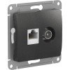 GSL000789 | GLOSSA РОЗЕТКА двойная ТВ + компьютерная RJ45, кат. 5Е, механизм, АНТРАЦИТ Systeme Electric
