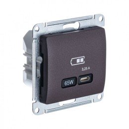 GSL000827 | GLOSSA USB РОЗЕТКА тип-C 65Вт высокоскор.заряд. QC, PD, механизм, ШОКОЛАД Systeme Electric
