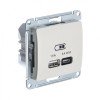 GSL000929 | GLOSSA USB РОЗЕТКА А + тип-С 45Вт высокоскор.заряд. QC, PD, механизм, МОЛОЧНЫЙ Systeme Electric
