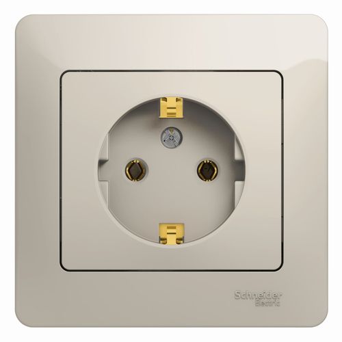 GSL000942 | GLOSSA РОЗЕТКА с заземлением,16А, 250В, в сборе,МОЛОЧНЫЙ Systeme Electric
