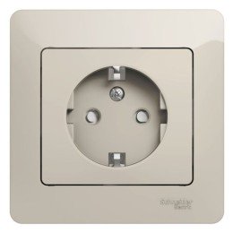GSL000944 | GLOSSA РОЗЕТКА с заземлением со шторками,16А, 250В, в сборе,МОЛОЧНЫЙ Systeme Electric
