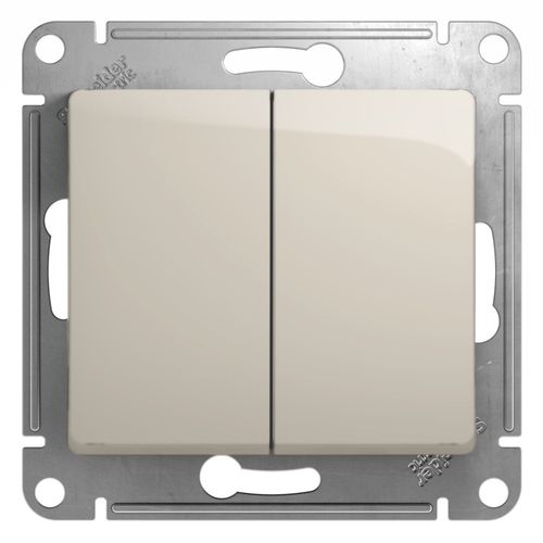 GSL000951 | GLOSSA 2-клавишный ВЫКЛЮЧАТЕЛЬ,сх.5,10AX, механизм, МОЛОЧНЫЙ Systeme Electric
