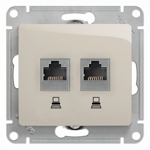 GSL000985KK | GLOSSA РОЗЕТКА двойная компьютерная RJ45+RJ45, кат.5Е, механизм, МОЛОЧНЫЙ Systeme Electric

