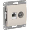 GSL000989 | GLOSSA РОЗЕТКА двойная ТВ + компьютерная RJ45, кат. 5Е, механизм, МОЛОЧНЫЙ Systeme Electric