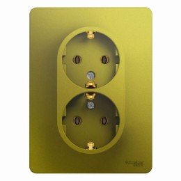 GSL001024 | GLOSSA РОЗЕТКА двойная с заземлением,16А, 250В, в сборе,ФИСТАШКОВЫЙ Systeme Electric
