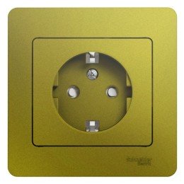 GSL001044 | GLOSSA РОЗЕТКА с заземлением со шторками,16А, 250В, в сборе,ФИСТАШКОВЫЙ Systeme Electric
