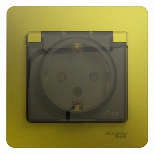 GSL001048 | GLOSSA РОЗЕТКА с зазем. со шторками с крышкой,IP44,16А, 250В,в сборе,ФИСТАШКОВЫЙ Systeme Electric
