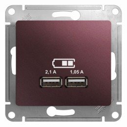 GSL001133 | GLOSSA USB РОЗЕТКА A+A, 5В/2,1 А, 2х5В/1,05 А, механизм, БАКЛАЖАНОВЫЙ Systeme Electric
