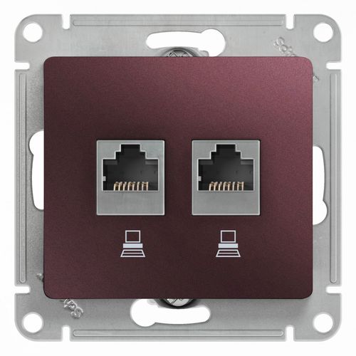 GSL001185KK | GLOSSA РОЗЕТКА двойная компьютерная RJ45+RJ45, кат.5Е, механизм, БАКЛАЖАНОВЫЙ Systeme Electric
