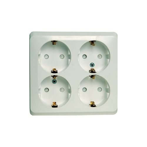 PA16-208B | ЭТЮД О/У 4-местная РОЗЕТКА с заземлением со шторками 16А 250В, БЕЛЫЙ, Россия Systeme Electric
