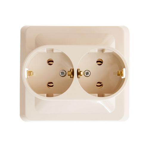 PC16-007K | ЭТЮД С/У двойная РОЗЕТКА с заземлением без шторок 16А 250B, КРЕМОВЫЙ, Россия Systeme Electric
