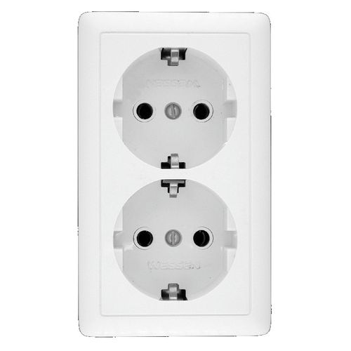 RA16-238-B | ХИТ О/У РОЗЕТКА двойная с заземлением без шторок 16А, 250В, БЕЛЫЙ. Россия Systeme Electric
