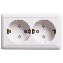 RA16-239I-B | ХИТ О/У РОЗЕТКА двойная с зазем. со штор., ИЗОЛ.ПЛ. 16А, БЕЛЫЙ. Россия Systeme Electric
