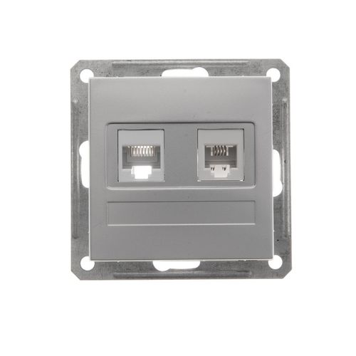 RSI-251TK5E-5-86 | W59 РОЗЕТКА двойная RJ11+RJ45, 160В, 1А, кат.5Е, механизм, МАТОВЫЙ ХРОМ Systeme Electric
