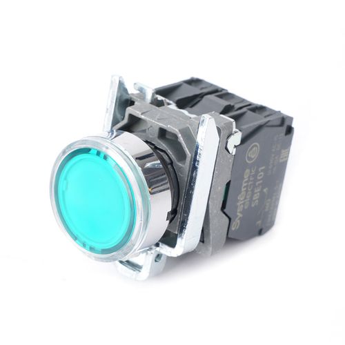 SB4BW33M5 | Кнопка SB4 с подсвет в сборе модуль 22мм зеленая металл 230-240ВAC 1НО+1НЗ Systeme Electric
