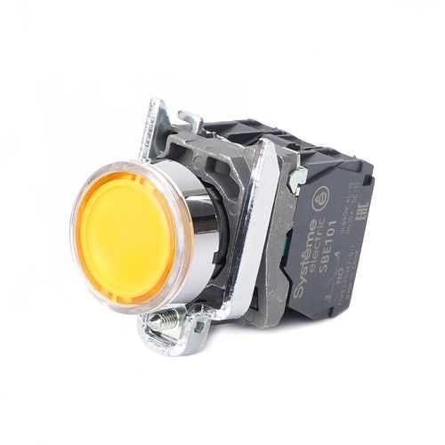 SB4BW35M5 | Кнопка SB4 с подсвет в сборе модуль 22мм желтая металл 230-240ВAC 1НО+1НЗ Systeme Electric
